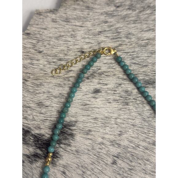 Native American Gold Over Sterling Navajo Pearl Turquoise Round Necklace 16”-18” - Picture 7 of 12